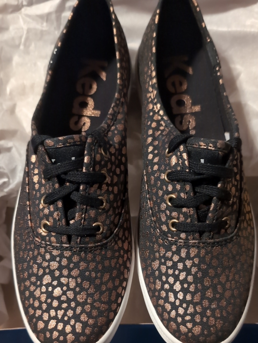 Keds Black Sneakers with Gold Metallic Dot Print - Women